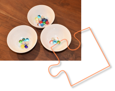 Spezielle didaktische Software Mithilfe von verschieden gefüllten Schalen Mengen vergleichen